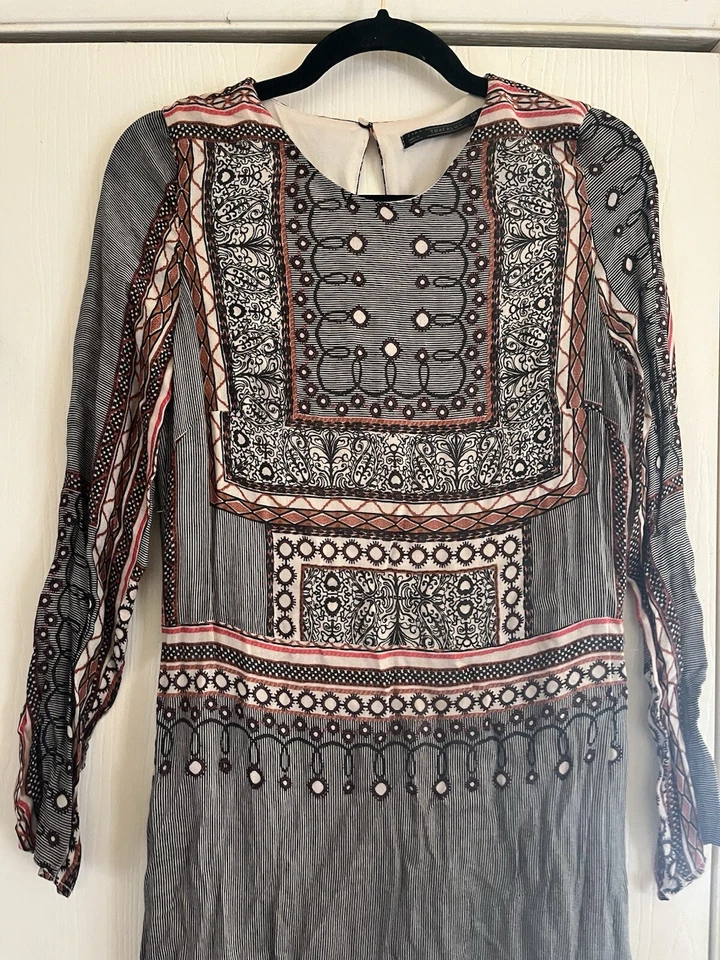 Vestido Zara Lana Viscosa Años 20 Aleta Downton Abbey Boho Midi Cambio S Foto 2 de 4