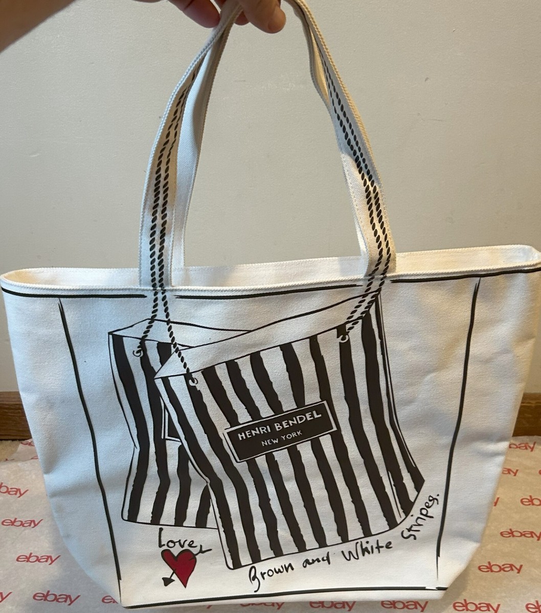 henri bendel new york バッグ&lululemon Tシャツ Vintage Henri Bendel NY Brown & White Stripes Made For The Love Of