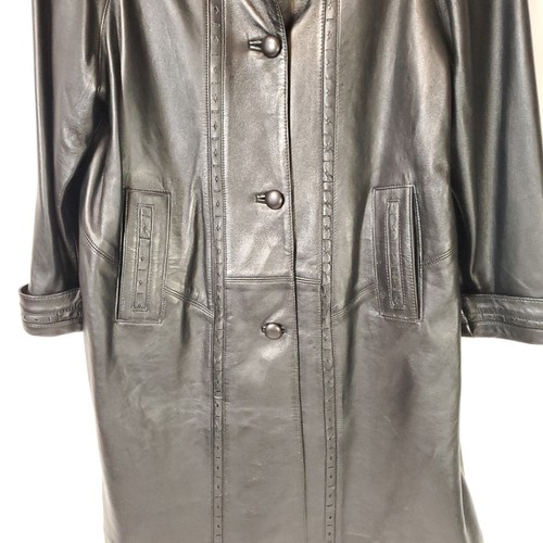 Joespel Antilope Leder Damen langer schwarzer Mantel Designer luxuriös - Bild 2 von 9