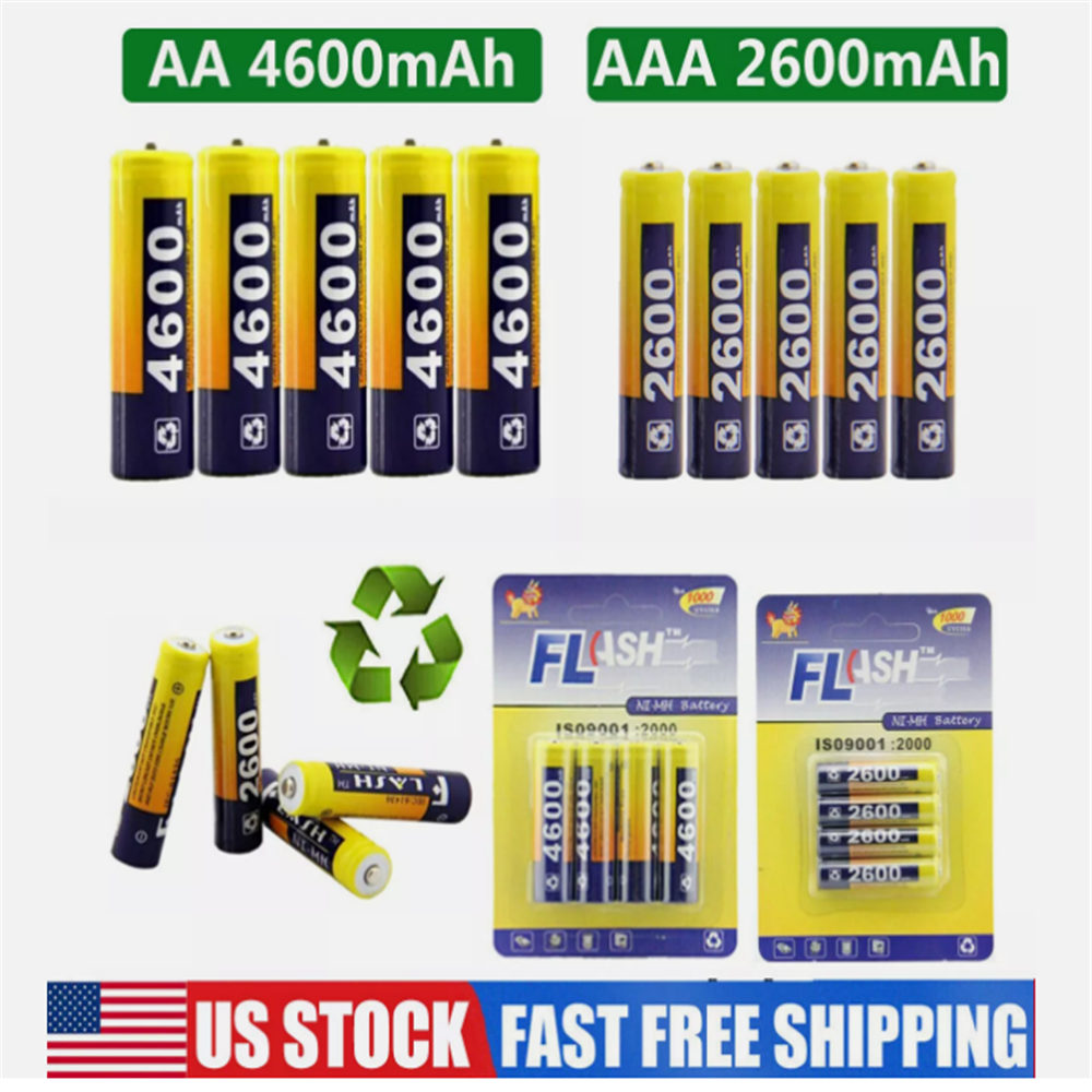 High-Capacity AA AAA Rechargeable NIMH Batteries 2600mAh 4600mAh Precharged-image