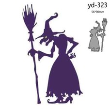 Halloween Witch Holding Broom Metal Cutting Dies Scrapbooking Card Making Craft