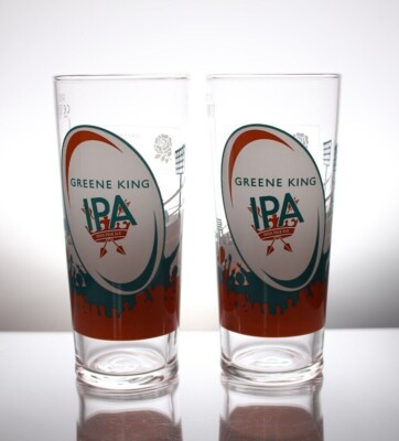 2er Set GREENE KING IPA India Pale Ale PINT Biergläser Limited Edition Rugby