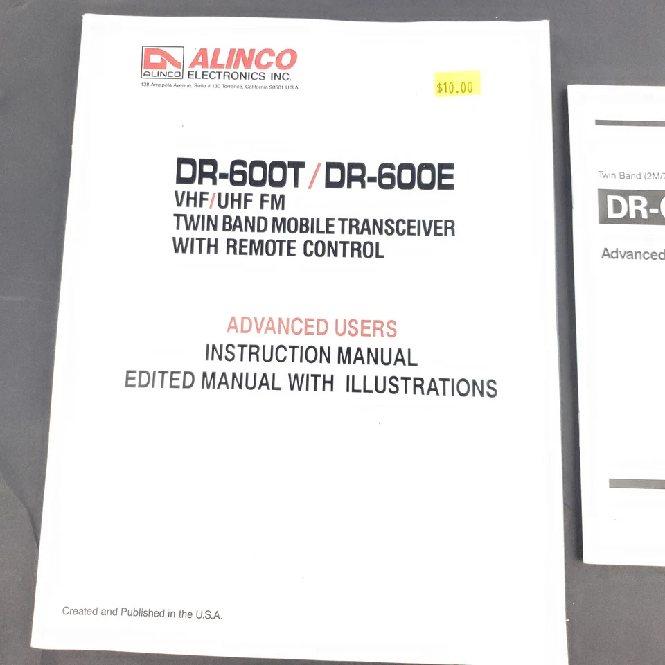 Manuales de instrucciones para operadores Alinco DR-600T / DR-600E edición avanzada OEM Foto 3 de 4