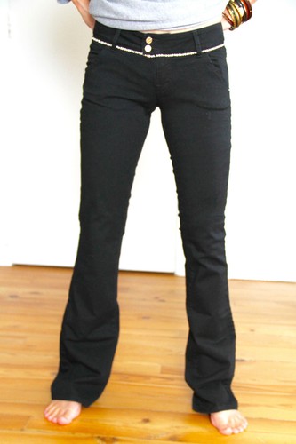 Jeans Bootcut Sottile Nero Strass Met And Friends Flair di K T 26 36 $ i40  Nuovo | eBay