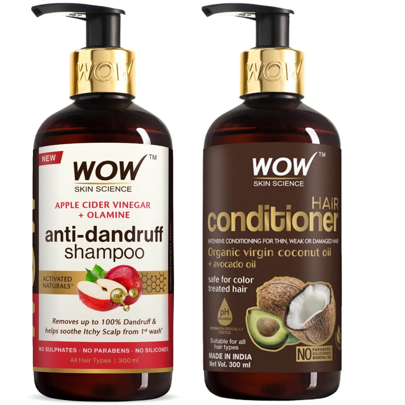 WOW Champú de vinagre de sidra de manzana y aceite de coco virgen orgánico...