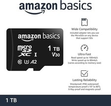 Amazon Basics MicroSDXC 1 TB Memory Card With Full Size Adapter 100MB/S