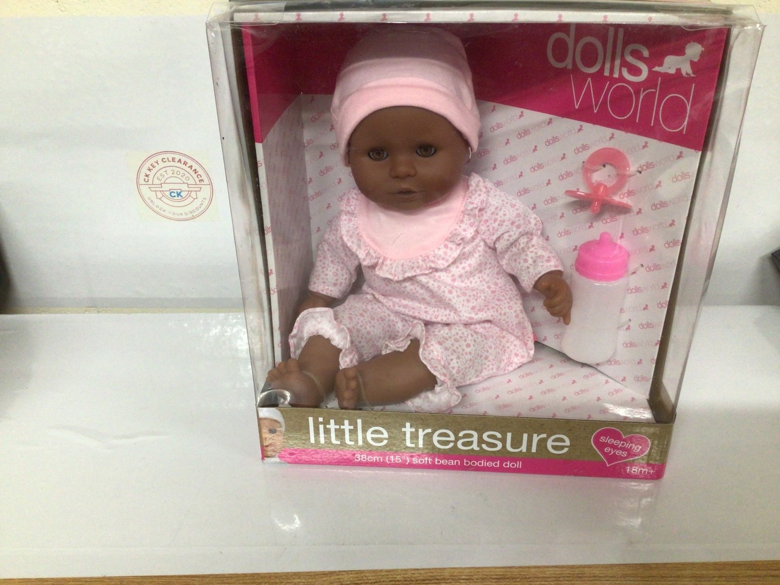 DOLLSWORLD from Peterkin | Little Treasure | 38cm doll with sleeping eyes, bottl