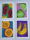ACEO Abstract Original, "Bananas", oil pastel on Paper, 2.5x3.5 by Kushimi — photo 4
