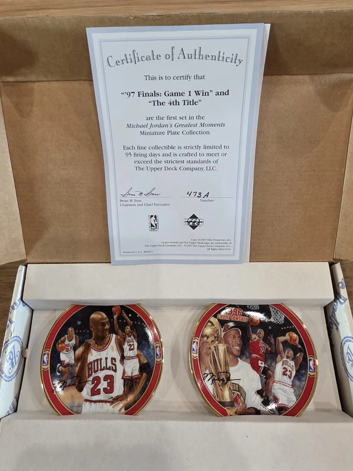 Juego de 8 placas de coleccionista Michael Jordan Bradford Exchange certificado de autenticidad de cubierta superior Foto 3 de 4
