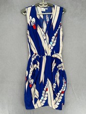 Country Road Dress Womens 10 Blue Beige Floral Pockets Sleeveless Mini Boho