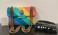 Kurt Geiger Mini Kensington Rainbow Leather Crystal Eagle 8" x 2.5" x 5.5" New
