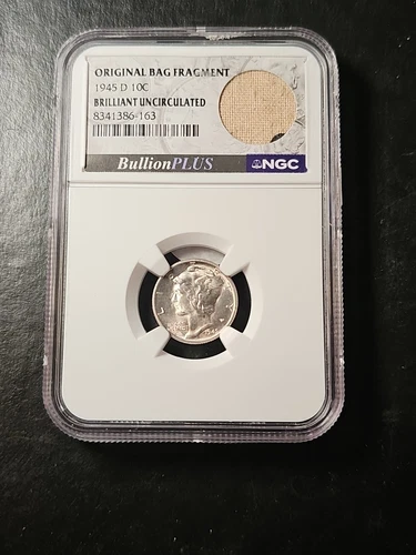 1945 (D) Mercury Dime  Brilliant Uncirculated - Original Bag Fragment NGC Graded