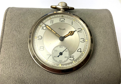 KIENZLE Taschenuhr mechanisch Handaufzug Lepine mit Lederetui Ø 50 mm
