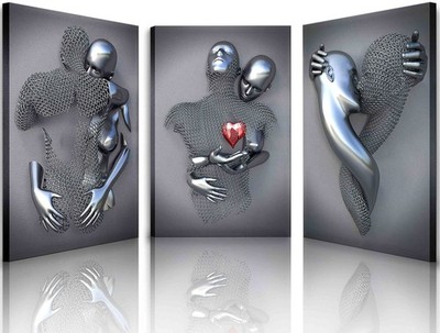Framed Wall Art for Bedroom 3D Metal Effect Love Heart Couple Wall Art Decor ...