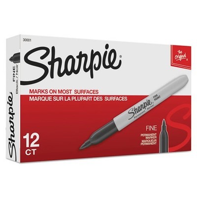 Sharpie 30001 Fine Tip Permanent Marker, Fine Bullet Tip, Black, Dozen