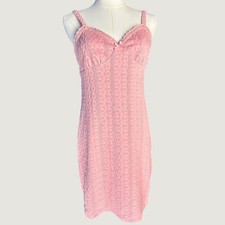 Pink Cable Knit Cami Mini Dress Lace Trim Womens small bodycon slip y2k party