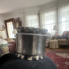 Victorian silver  Beaded Napkin Ring Floral Engraved Antique