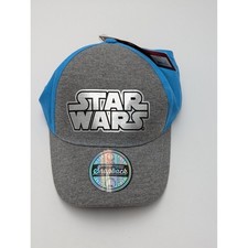 Star Wars Kids Snapback Hat Grey Blue Silver Metallic Logo SWC361 NWT