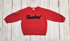 BABY GAP 2XL 2 YRS RED EMBROIDERED SHARKS PATCH BASEBALL KANGAROO SWEATSHIRT TOP