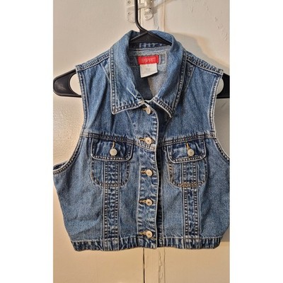 Esprit de Corp Vintage 90s Cropped Denim Vest Medium Wash Blue Size L