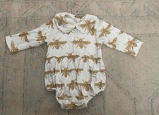Kate Quinn Bamboo Collection Size 0-3 Months Girls Bee Print L/S One Piece
