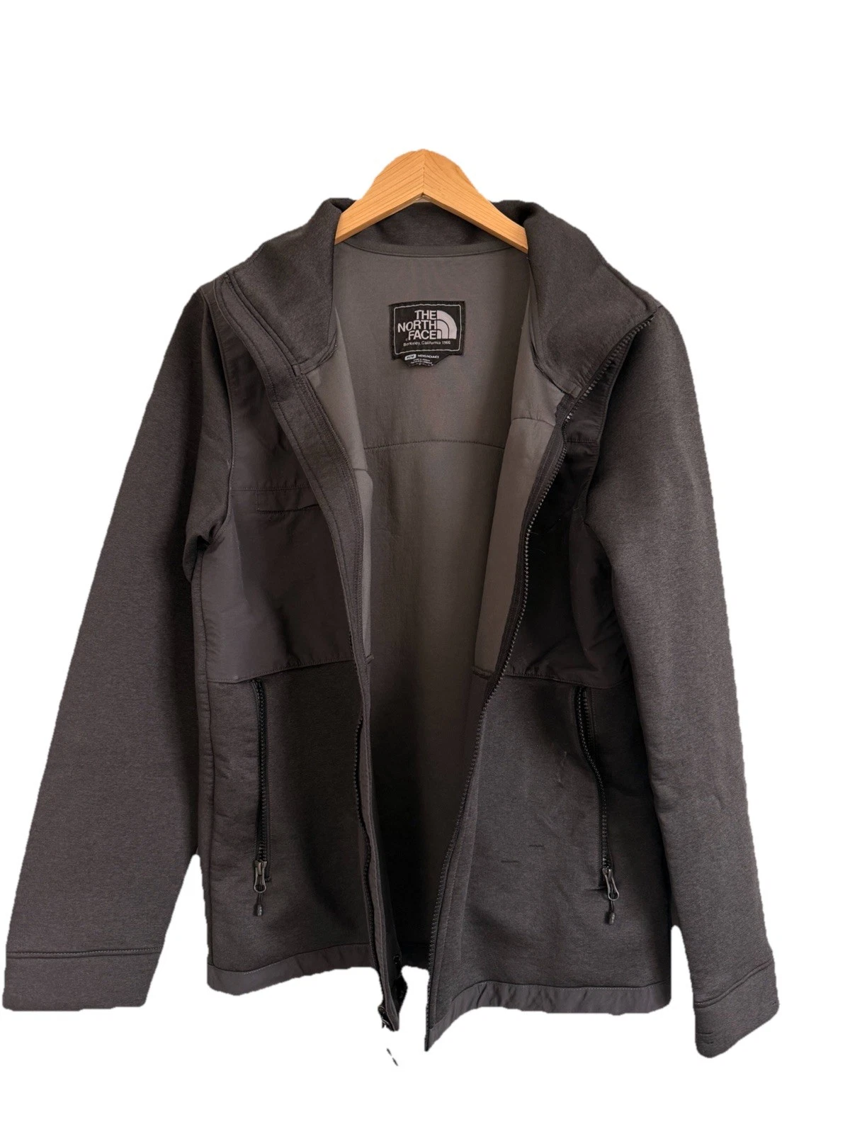 The North Face Mens Medium Full Zip Jacket Gray Softshell Lightweight