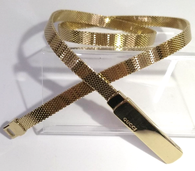 Gucci Metallic Gold Mesh Belt Gucci Fall 1996 Tom Ford Gold Mesh Skinny Snake Chain Belt  main image 4
