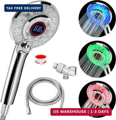 #ad #ad LED Shower Head Color Changing Handheld Shower Head High Pressure with Hose Wa $51.55
