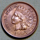 1905 Indian Head Penny Cent - AU Full Liberty Beauty With 4 Diamonds # 1304