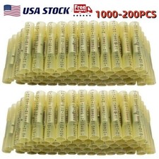 1000/200X Yellow 12-10 Gauge Heat Shrink Butt Terminals Connector Wire Crimp