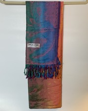 Pashmina Scarf Wrap Shawl Peacock Feather Rainbow Colorful Soft Elegant 68 x27