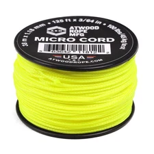 Neon Yellow Micro Cord Rope 1.18Mm 125Ft Lightweight 100Lb Test Usa Made