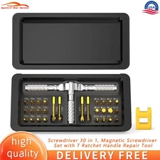 Screwdriver 30 in 1, Magnetic Screwdriver Set with T Ratchet Handle Repair Tool