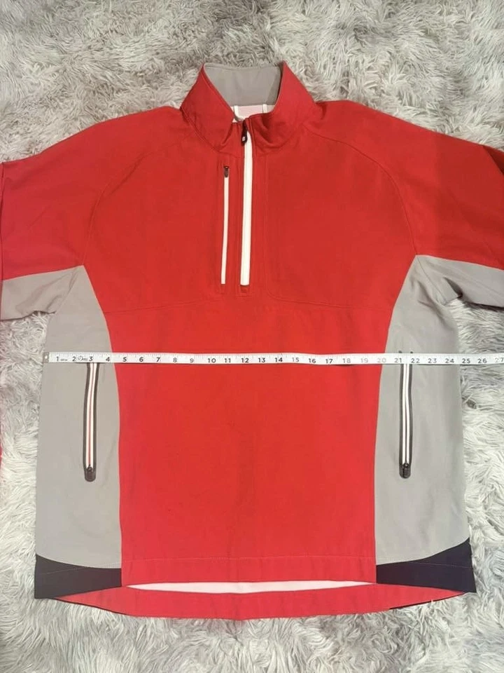 Pulôver de golfe FootJoy DryJoys Tour XP jaqueta impermeável masculina grande vermelha meio zíper - Imagem 2 de 4