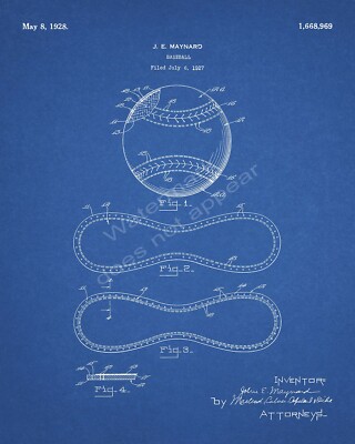 1928 Baseball Base Ball Patent Print - Blueprint
