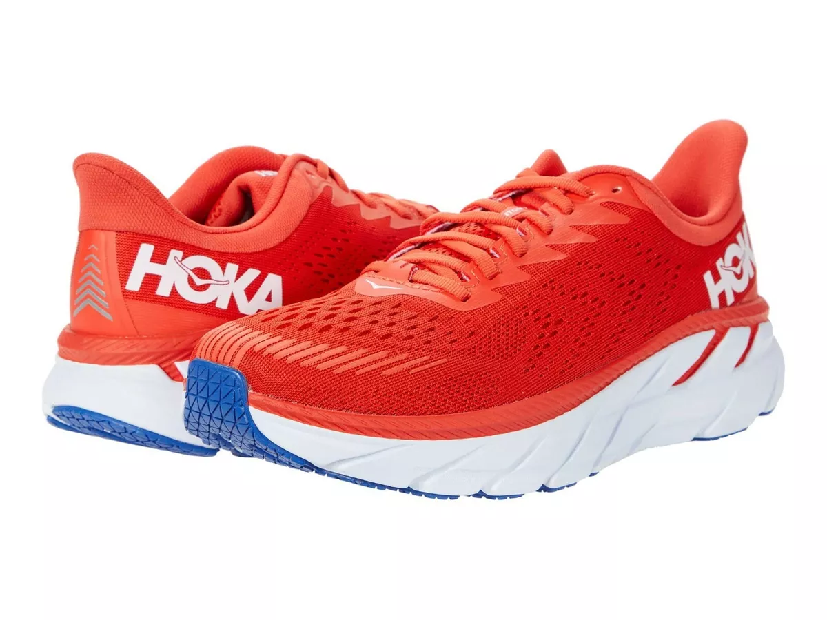 Hoka One Clifton 7 Lace-up Sneakers Red Fiesta Mesh Size 8.5, 9.5, 11.5 | eBay