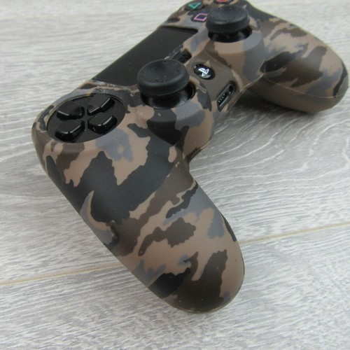 Silicone Grip Brown Camo Non Slip + (8) Thumb Grip Caps For PS4 Controller - Picture 6 of 8