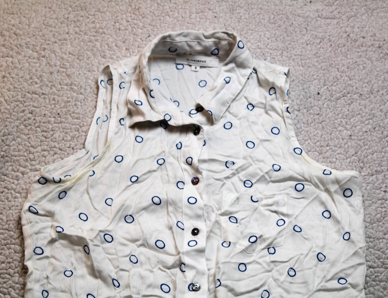 Olivaceous Circle Pattern Button Down Shirt Women… - image 2