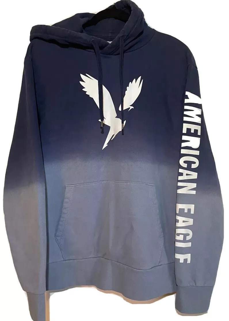 American Eagle Hoodie Sweatshirt Mens Medium Blue ombre