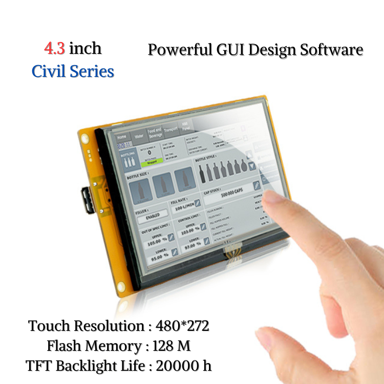Pantalla Táctil Industrial HMI TFT LCD De 10.1 Pulgadas - Resolución 1024x600, CPU Cortex-A8 1GHz, Compatible Con Arduino, Raspberry Pi - SCBRHMI