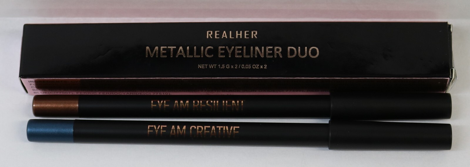 REALHER METALLIC EYELINER DUO Eye Am Creative Eye Am Resilient NIB Blue