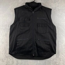 Military Tactical Vest Mens Large Black Pockets Ranger West Canvas Packable Hood