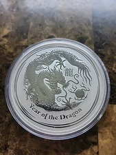 2012 Australia Lunar Year of the Dragon 10 Oz .999 Silver Coin!