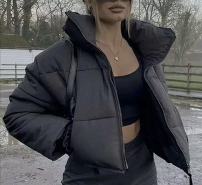ZARA Dark Grey Contrast Puffer Padded 