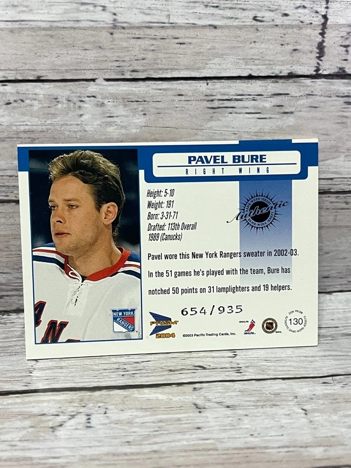 2003-04 Pacific Prism Jerseys #130 Pavel Bure  (#d 935) - Image 2 of 2