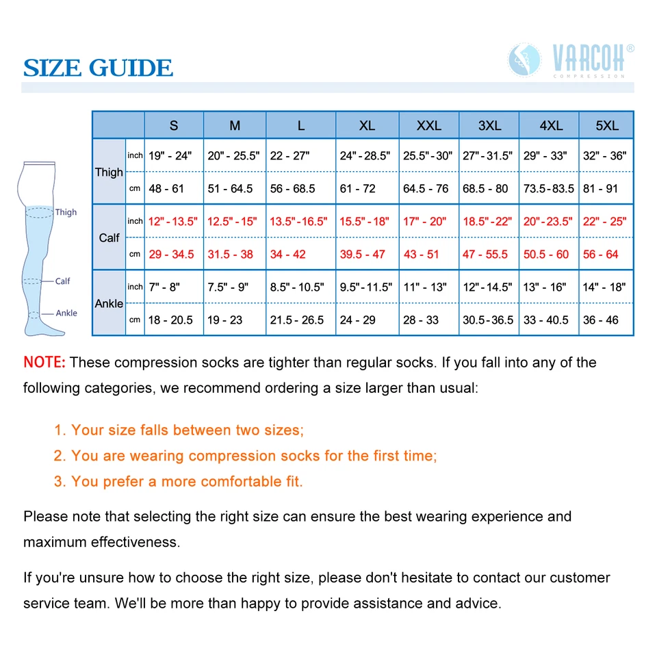 20-30 mmHg Medical Compression Socks Men Women Support Flight Varicose Swelling - Image 2 of 4
