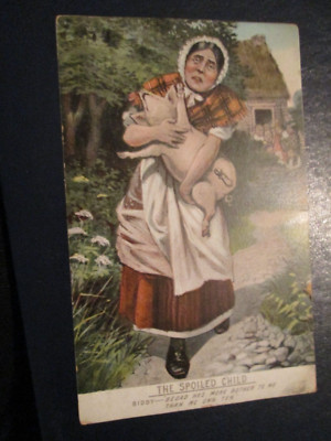 Postkarte Das verwöhnte Kind - Biddy ''Bettvater stört mich mehr als mich ..''