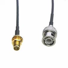 BNC male to SMA female nut bulkhead RG316 cable jumper pigtail 50cm