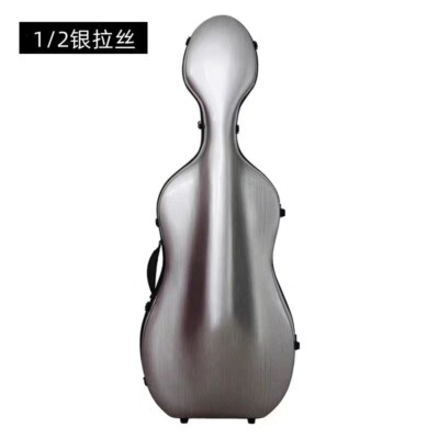 Liyin Cello Case 1/2  2/4 Cello Case Carbon Fiber Cello Hard Case-Silver