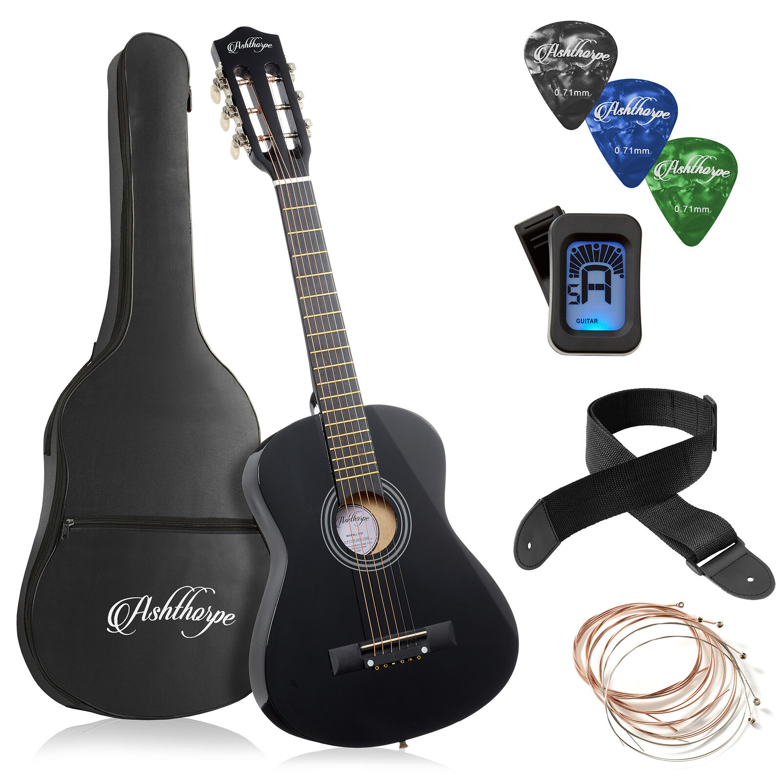 OPEN BOX - 30-inch Beginner Acoustic Guitar Starter Kit & Accessories - Black